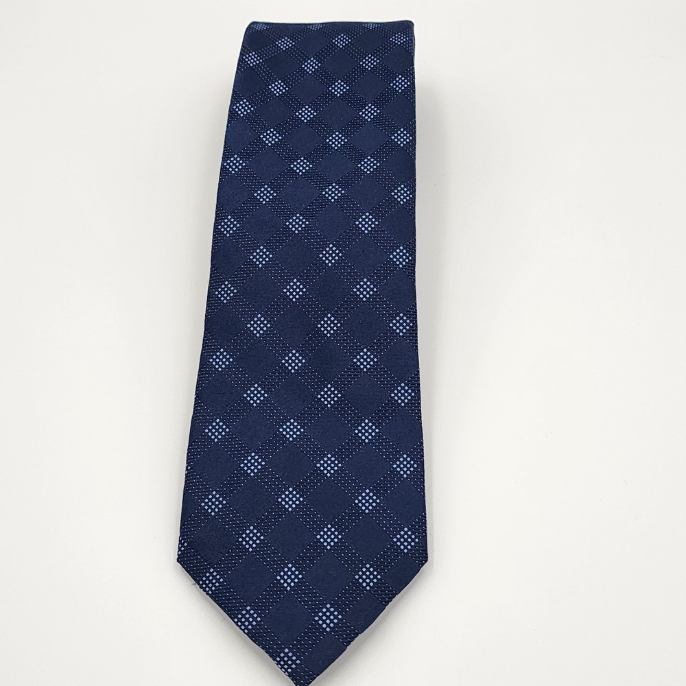 MICHAEL KORS Blue Small Stitched Neat Square Check Silk‎ Classic Tie